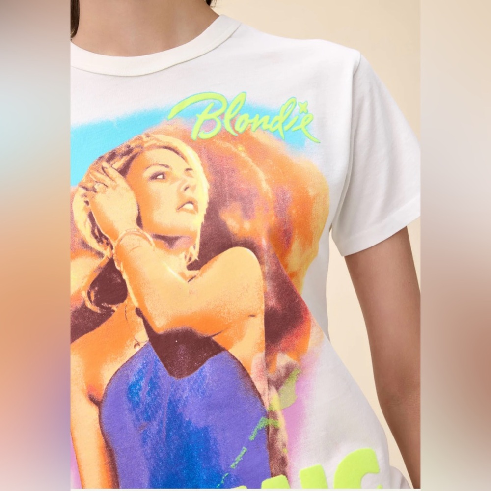 NWOT Daydreamer S Blondie Atomic Ringer Tee in Bleach White New $88 Shirt - Picture 2 of 7